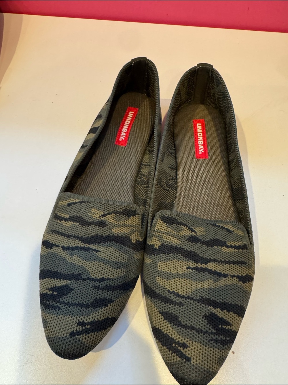 UNIONBAY Olive & Black Camo Knit Slip-On Flats
